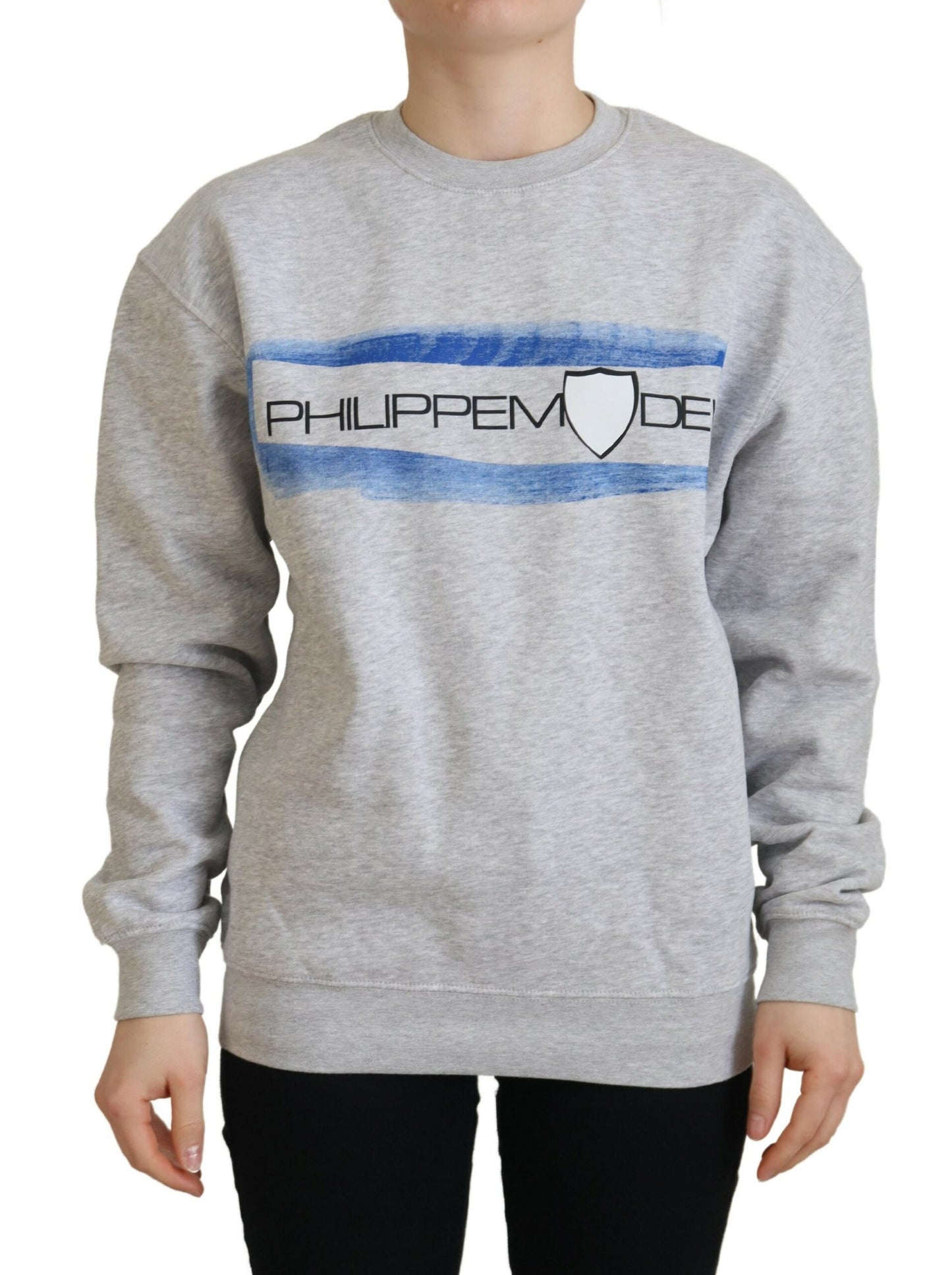 Philippe Model Grau bedruckter Pullover mit langen Ärmeln