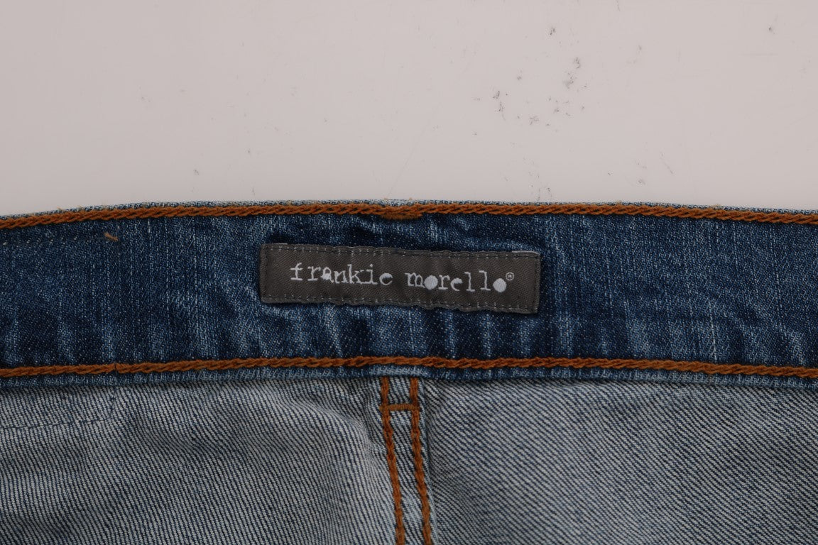 Frankie Morello – Dunfermile Slim Fit Jeans in blauer Waschung und zerrissenem Design
