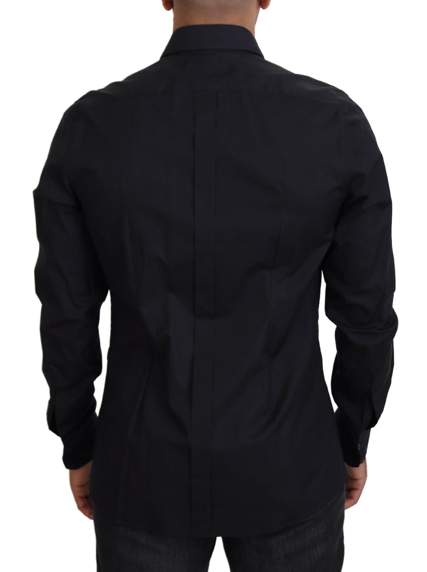 Dolce & Gabbana – Slim Fit-Baumwollhemd mit schwarzen Rosen