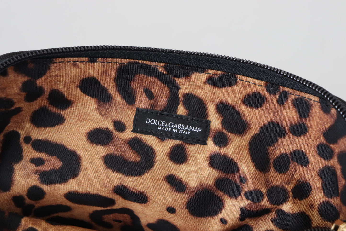 Dolce & Gabbana – Handtasche mit blauem Logo-Print und Leopardenmuster