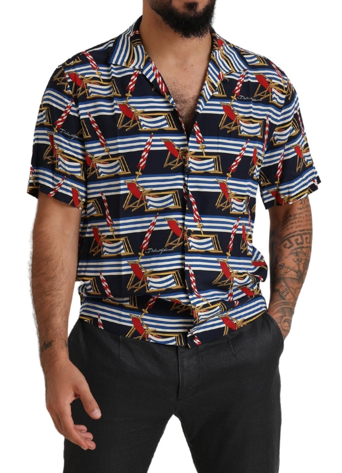 Dolce & Gabbana – Mehrfarbiges, kurzärmliges Strandkorbhemd