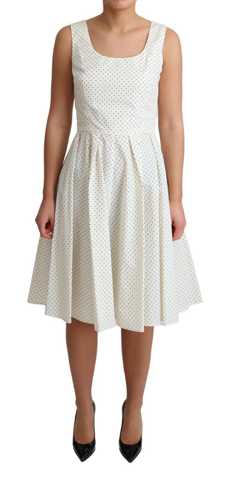 Dolce & Gabbana – Weißes A-Linien-Kleid aus gepunkteter Baumwolle