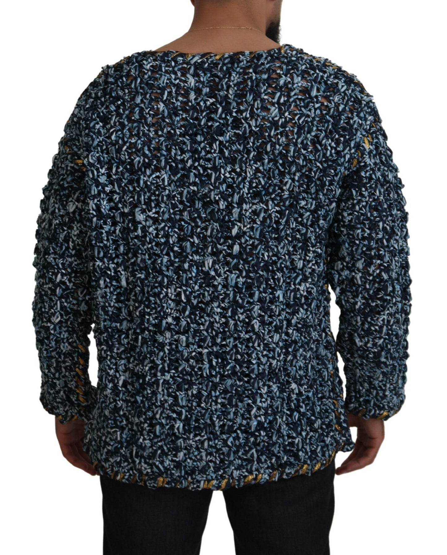 Dolce & Gabbana Blauer Cardigan mit Knöpfen, handgefertigter Pullover