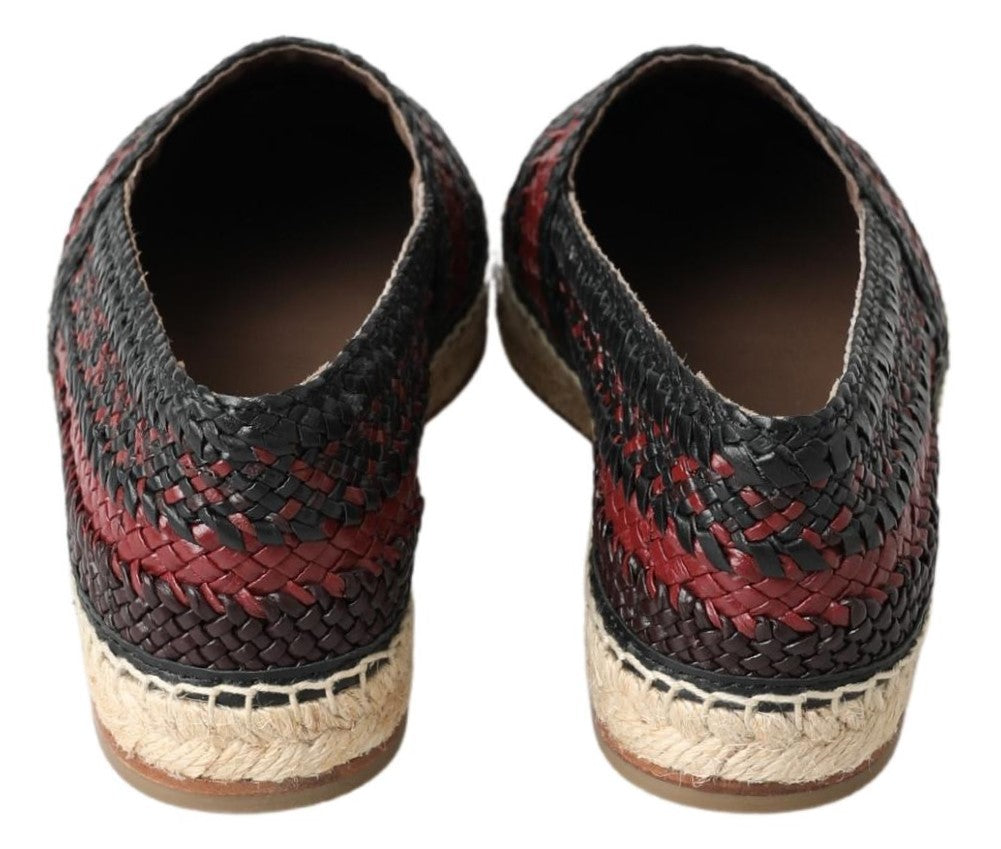 Dolce & Gabbana – Espadrilles aus Büffelleder in Schwarz und Bordeaux