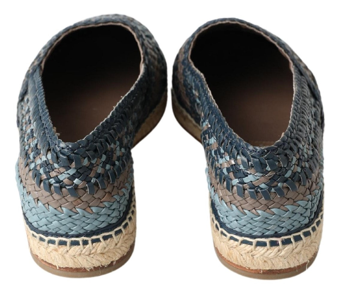 Dolce & Gabbana Blaugraue Buffalo-Espadrilles aus Leder