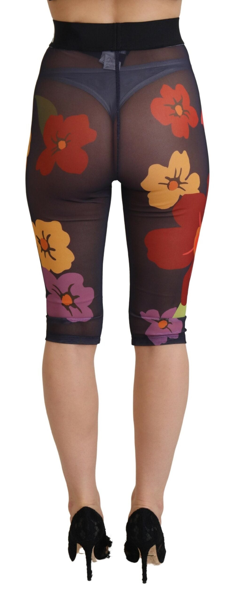 Dolce & Gabbana Schwarze Leggings mit Blumenmuster und Stretchbund