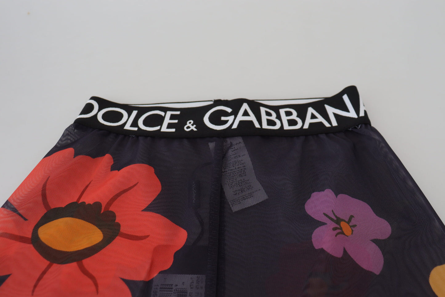 Dolce & Gabbana Schwarze Leggings mit Blumenmuster und Stretchbund