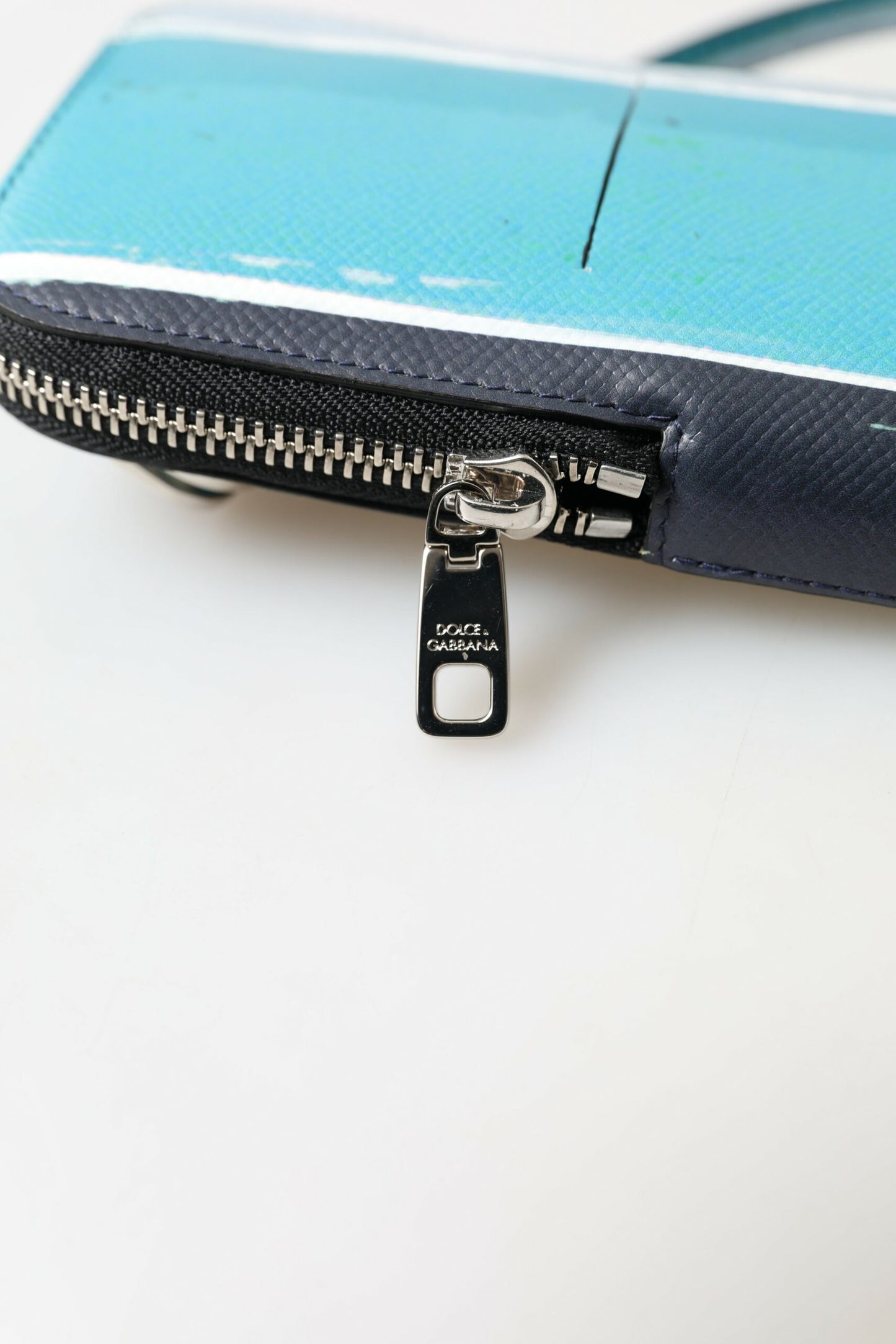 Dolce & Gabbana Blaue Ledergeldbörse Crossbody Sling Handytasche Unisex