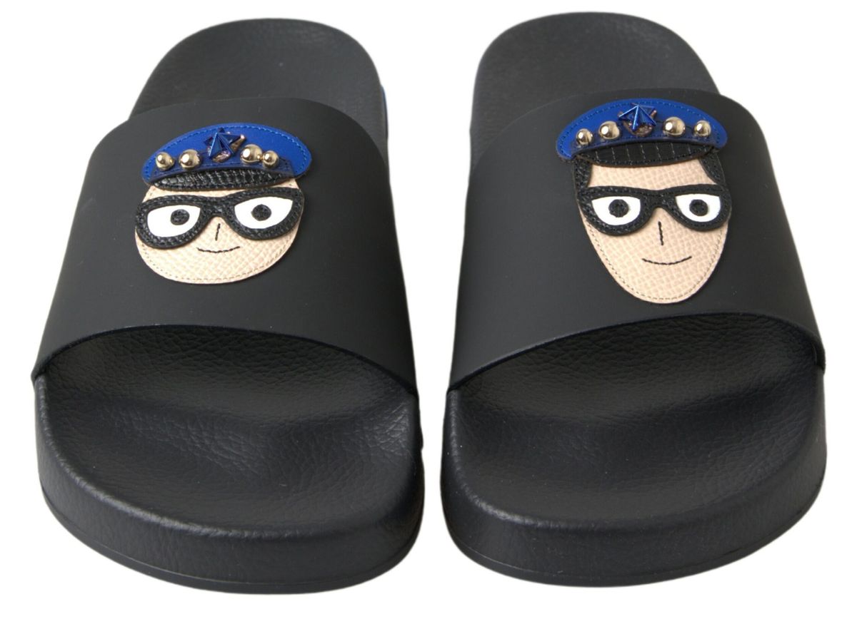 Dolce & Gabbana Schwarze Slides Sandalen Strand Saint Barth Schuhe