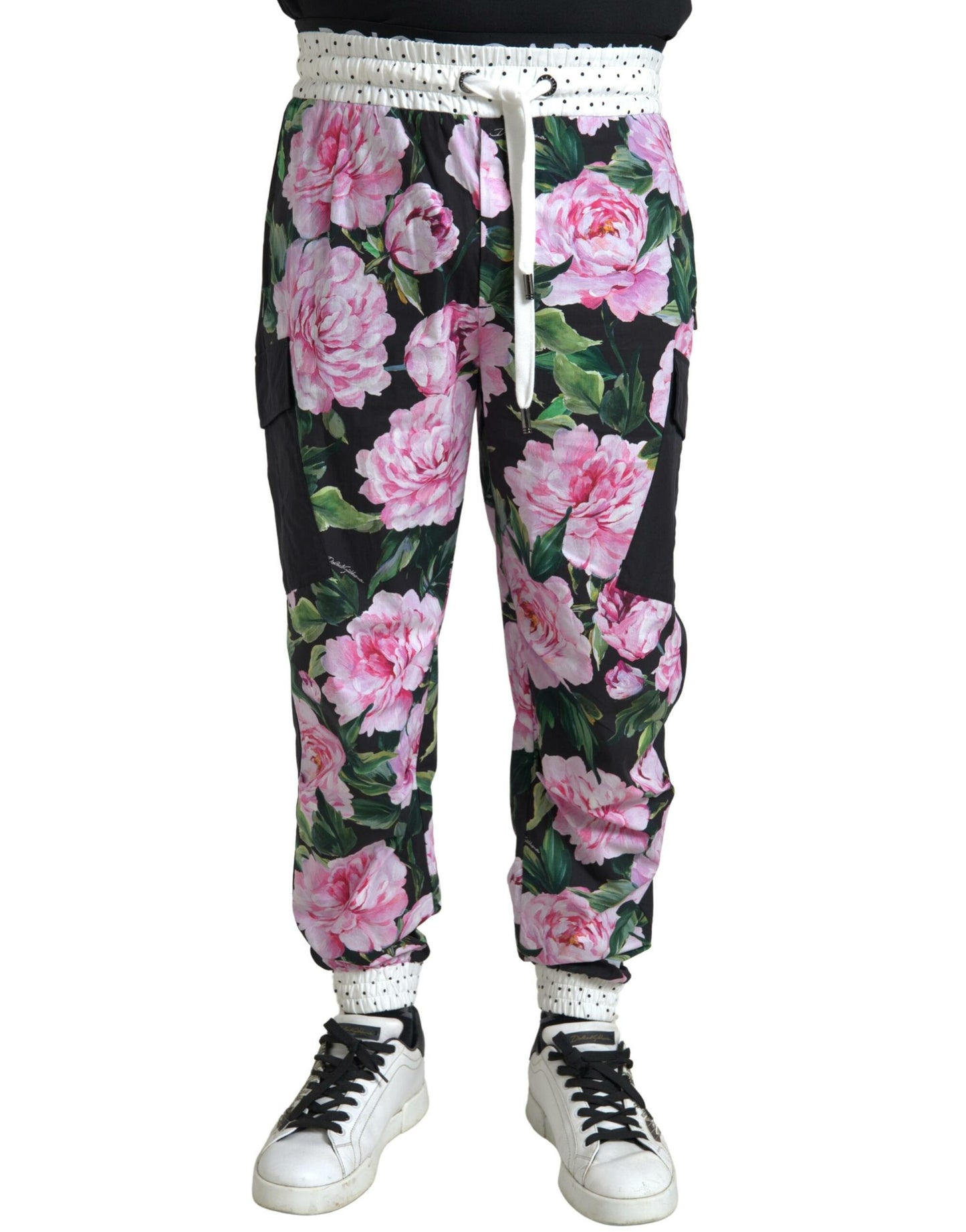Dolce & Gabbana Multicolor Peony Joggers Baumwolle Herren Hosen