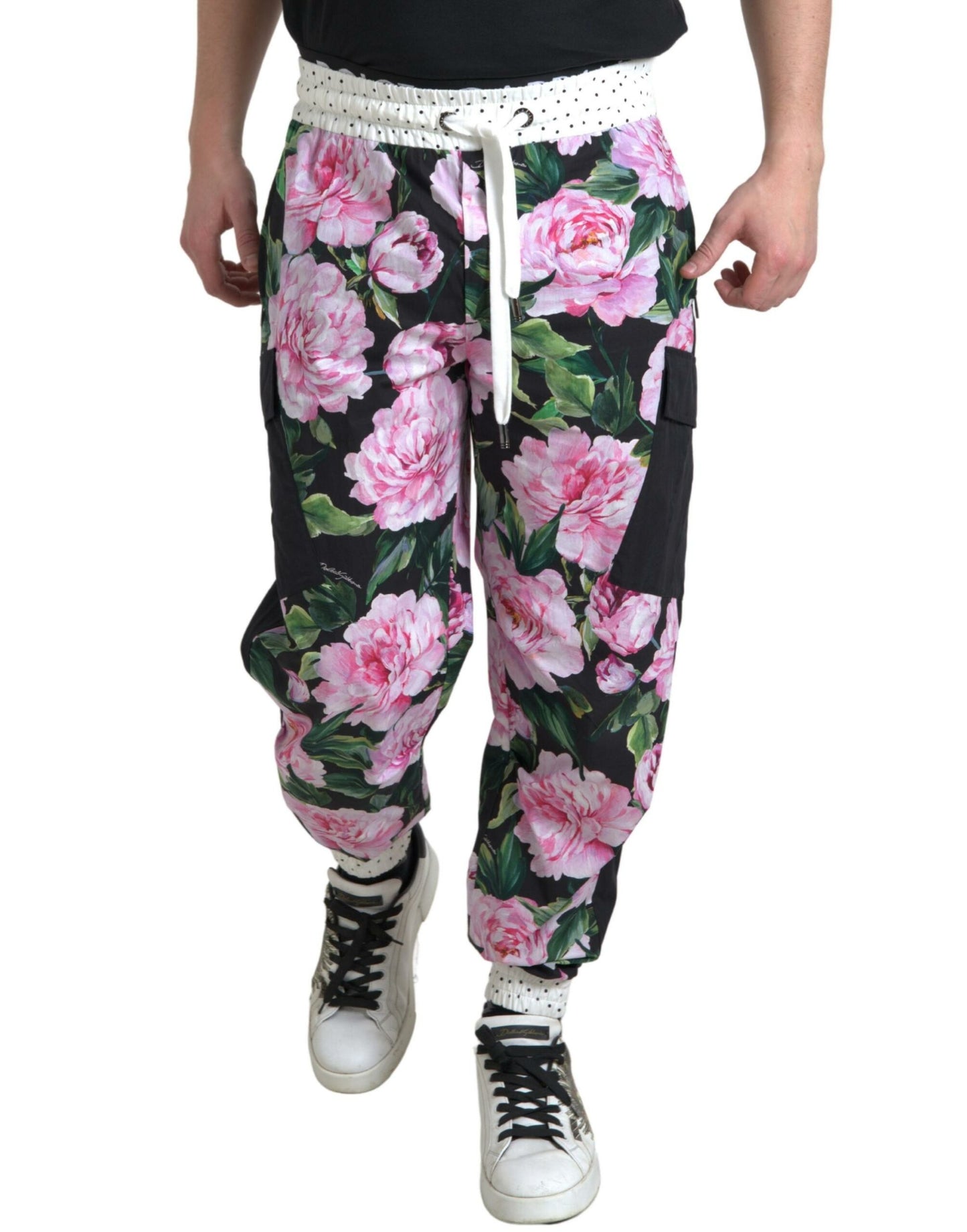 Dolce & Gabbana Multicolor Peony Joggers Baumwolle Herren Hosen