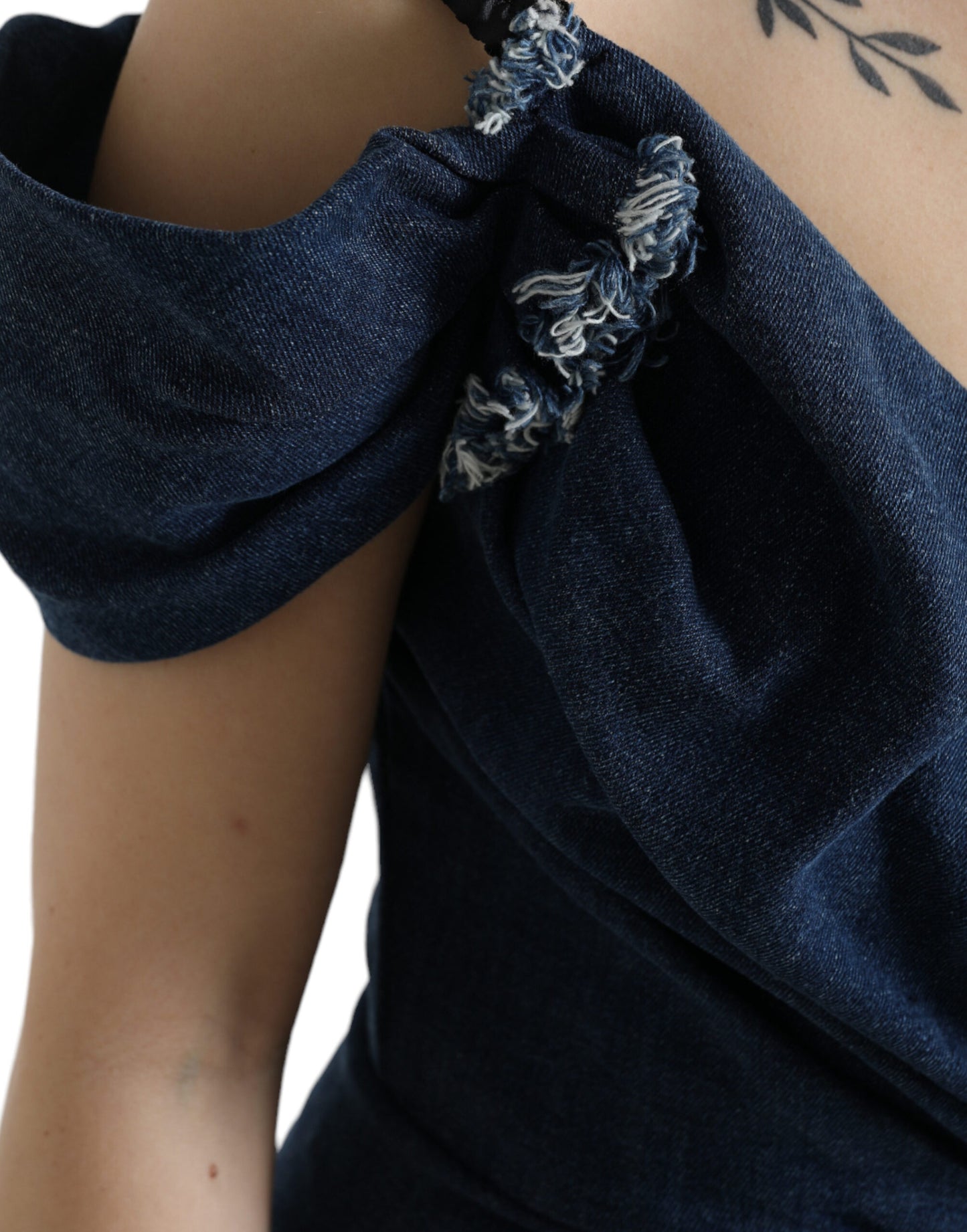 Dolce & Gabbana – Blaues, zweifarbiges Denim-Minikleid im Patchwork-Stil