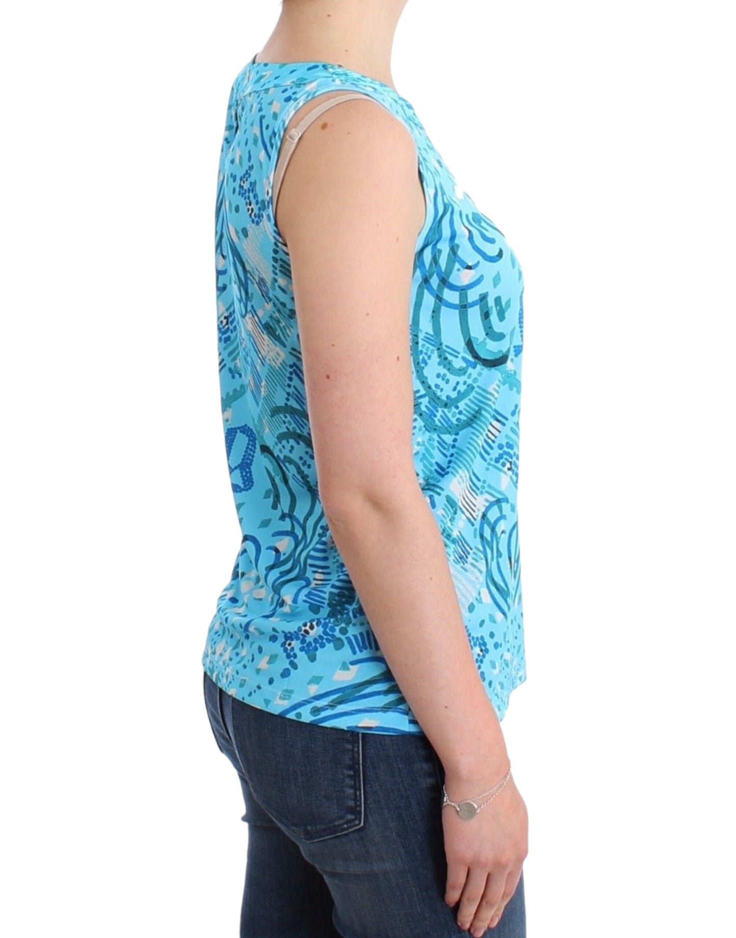 John Galliano Blaues bedrucktes Tanktop