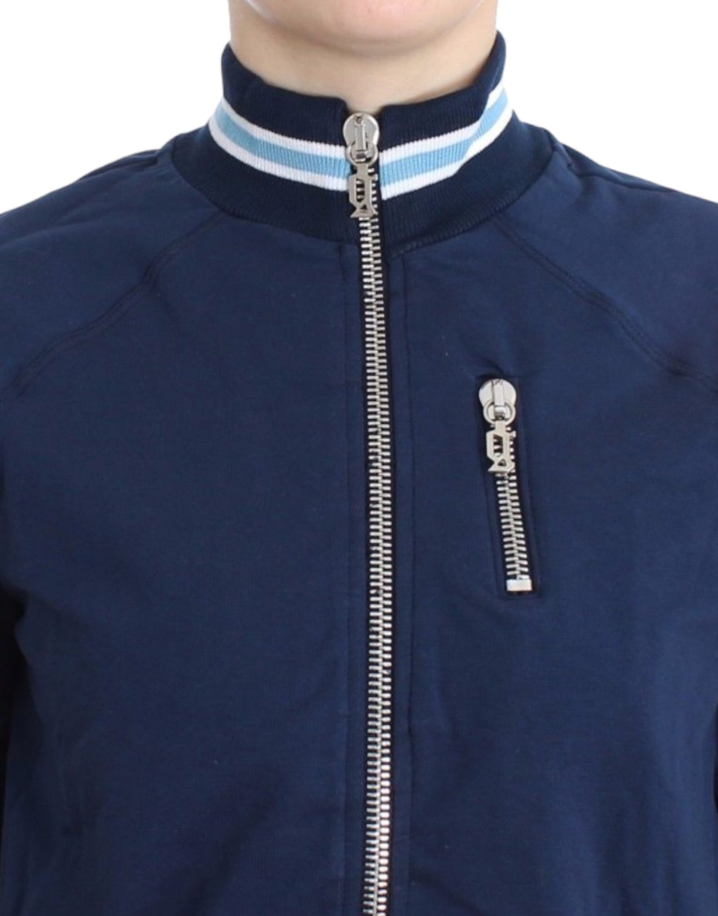 John Galliano Blaue Baumwoll-Strickjacke mit Reißverschluss