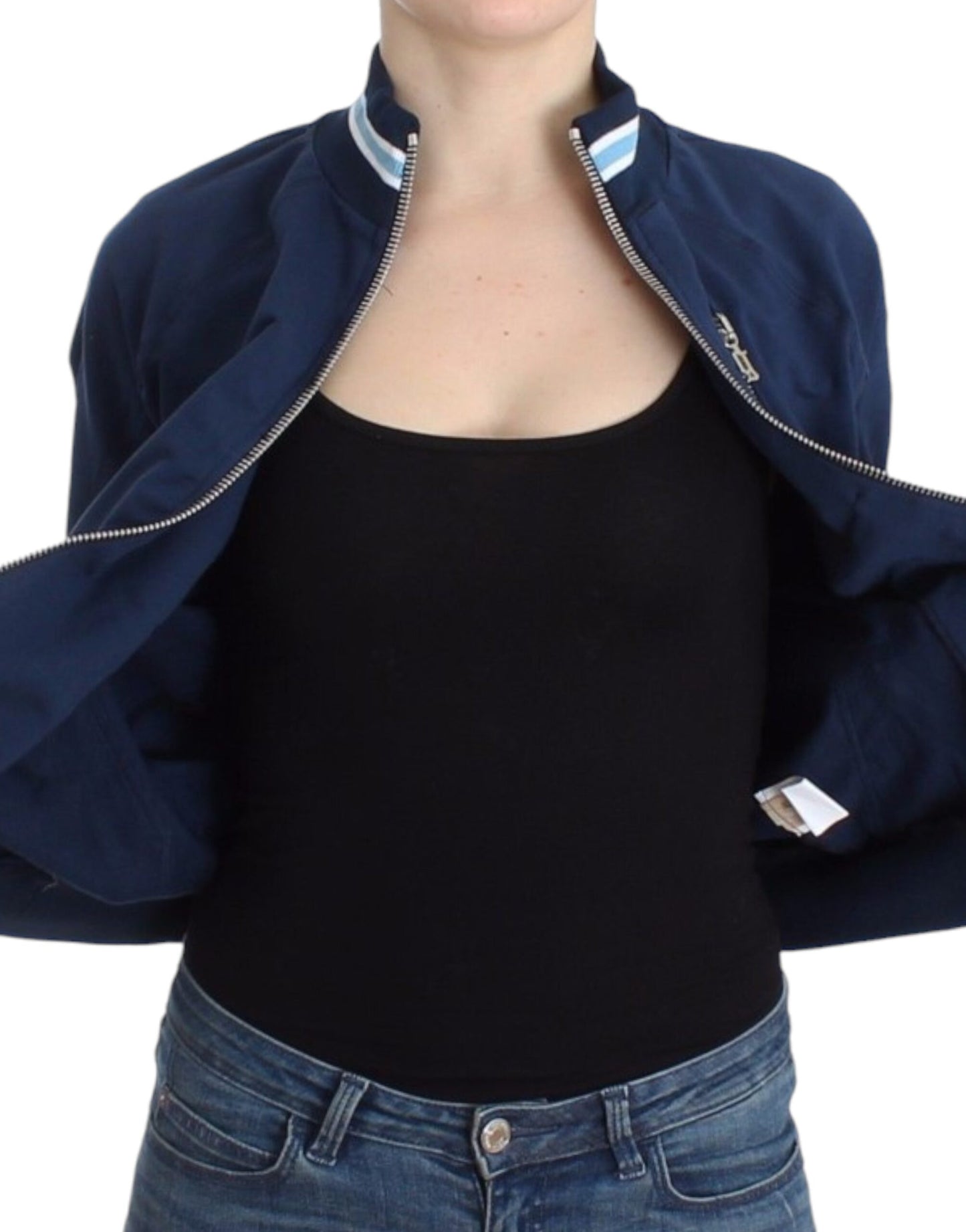 John Galliano Blaue Baumwoll-Strickjacke mit Reißverschluss