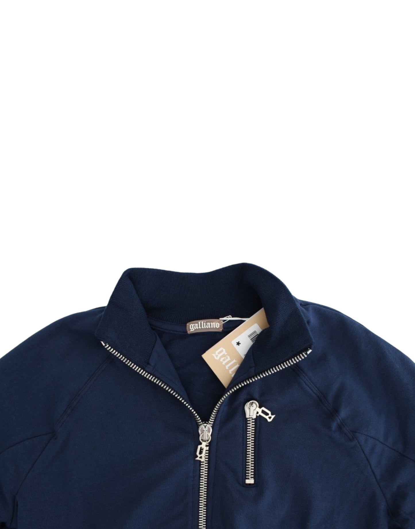 John Galliano Blaue Baumwoll-Strickjacke mit Reißverschluss