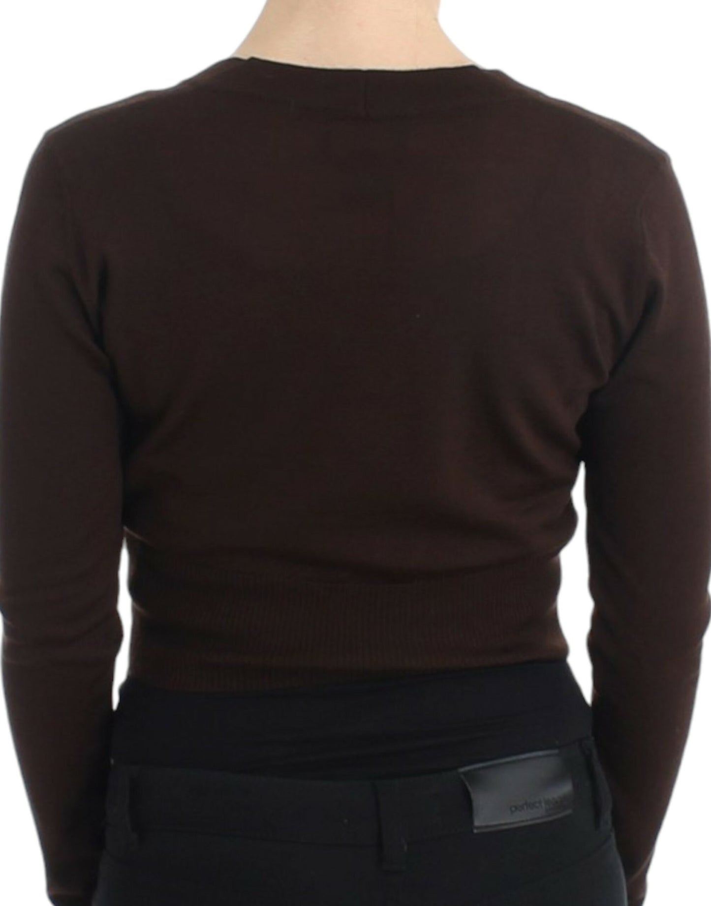 Cavalli Braune kurze Wollstrickjacke