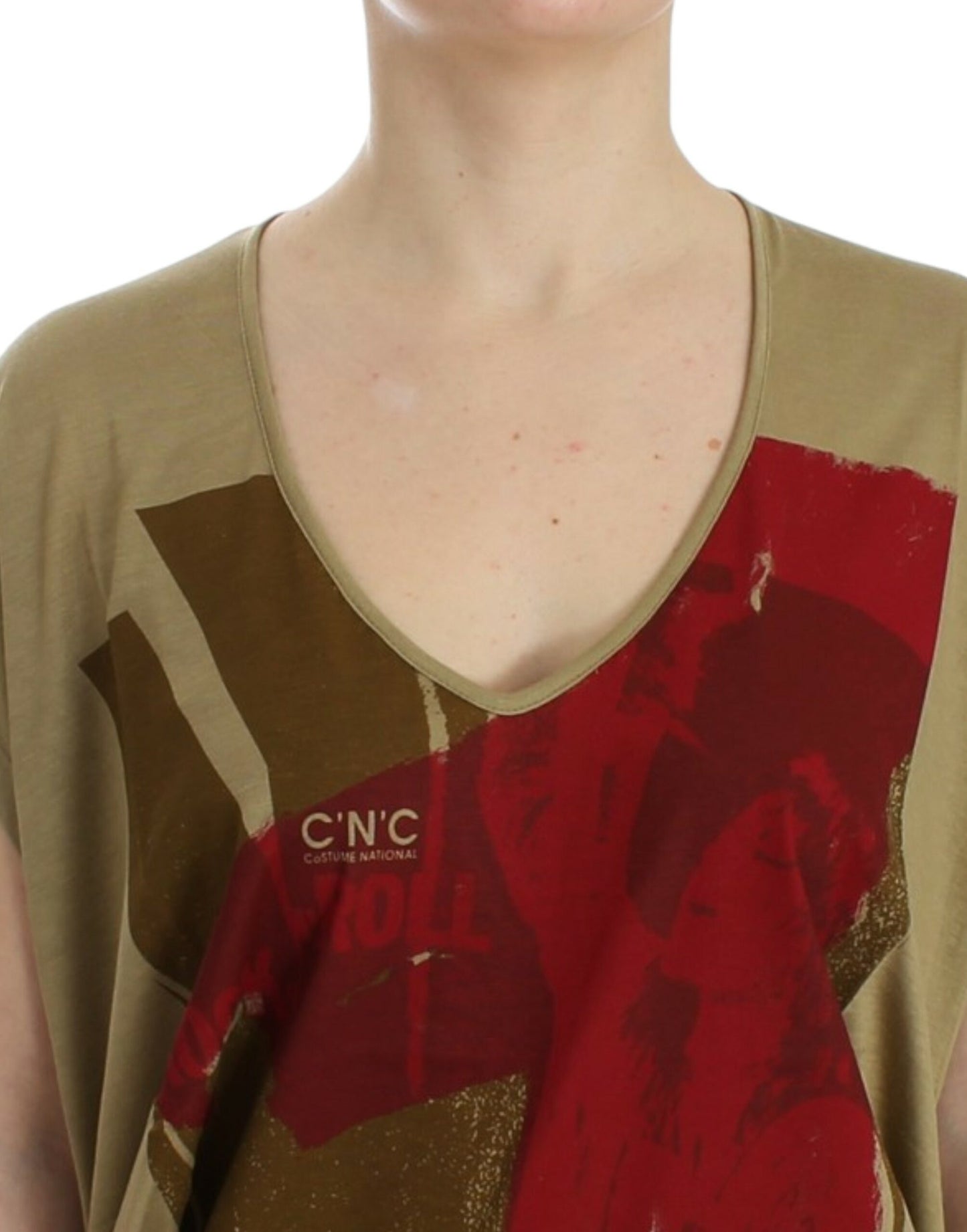 Costume National – Kurzärmliges T-Shirt mit grünem Aufdruck