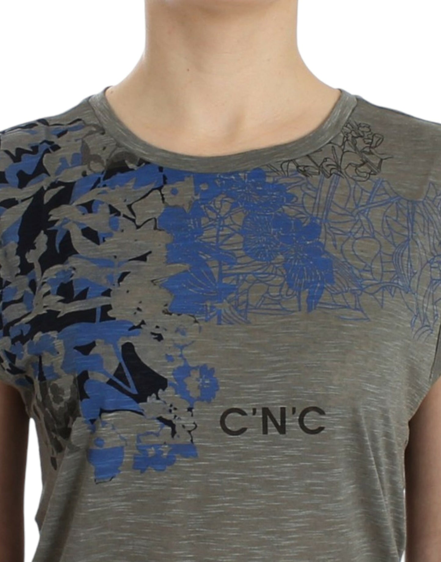 Costume National – Ärmelloses T-Shirt mit grauem Aufdruck