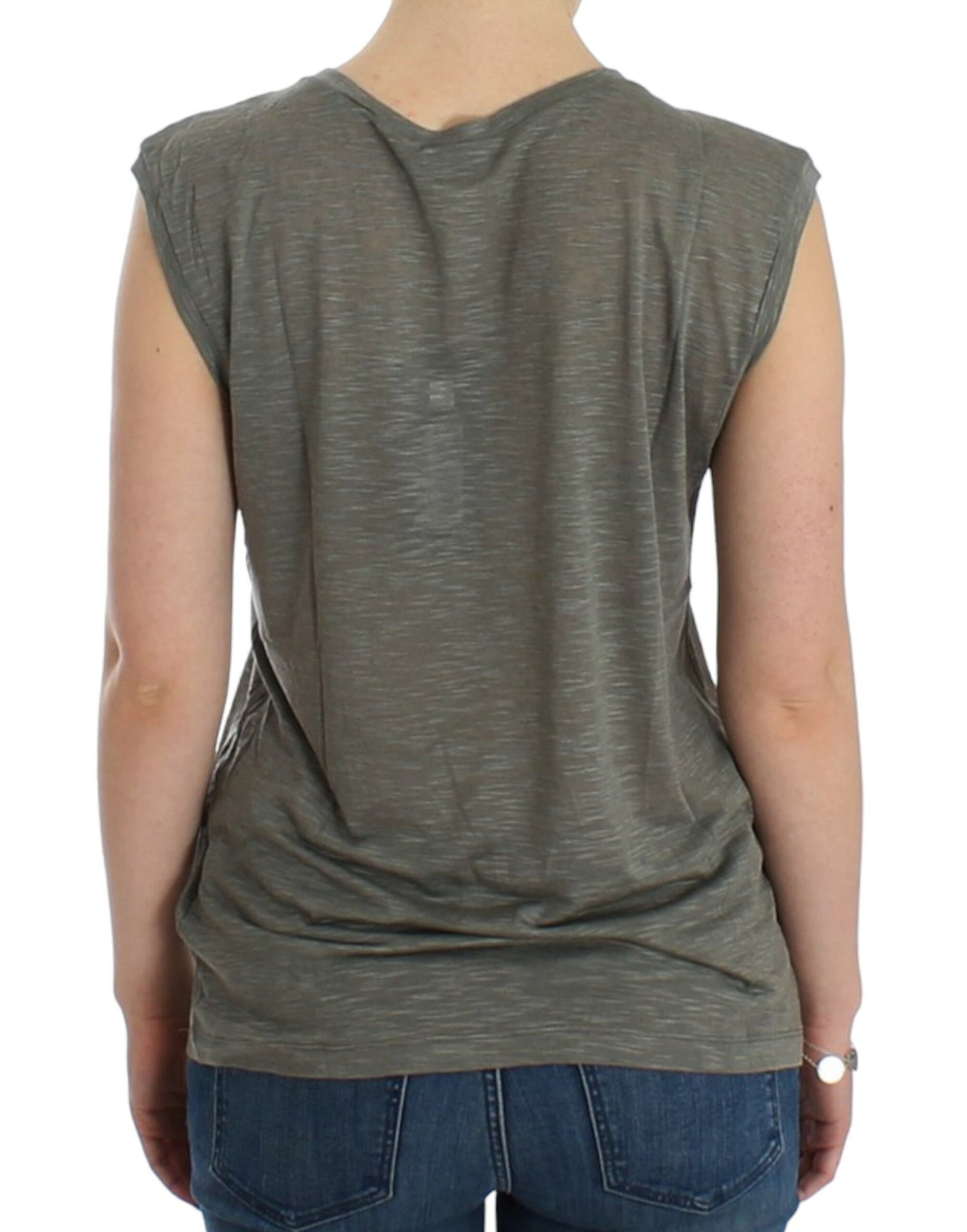 Costume National – Ärmelloses T-Shirt mit grauem Aufdruck