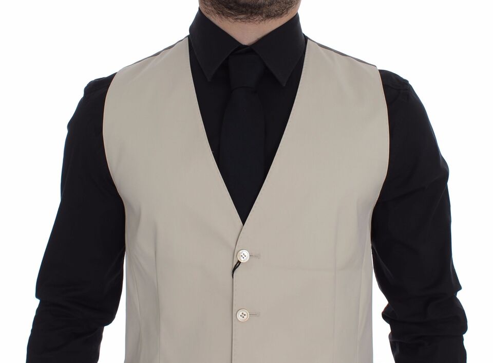 Dolce & Gabbana Beige Baumwoll-Stretch-Westenblazer