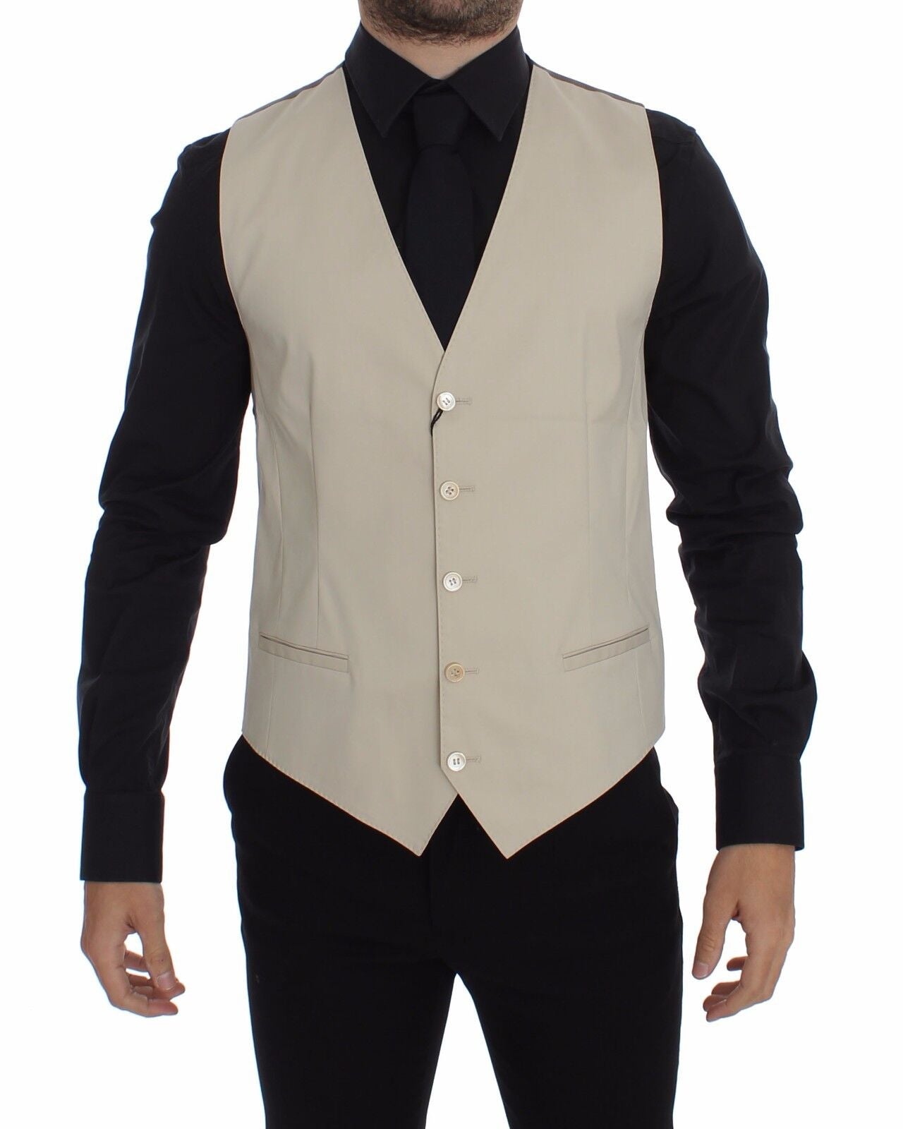 Dolce & Gabbana Beige Baumwoll-Stretch-Westenblazer