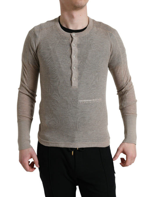 Dolce & Gabbana Henley Pullover Beige Kaschmirpullover