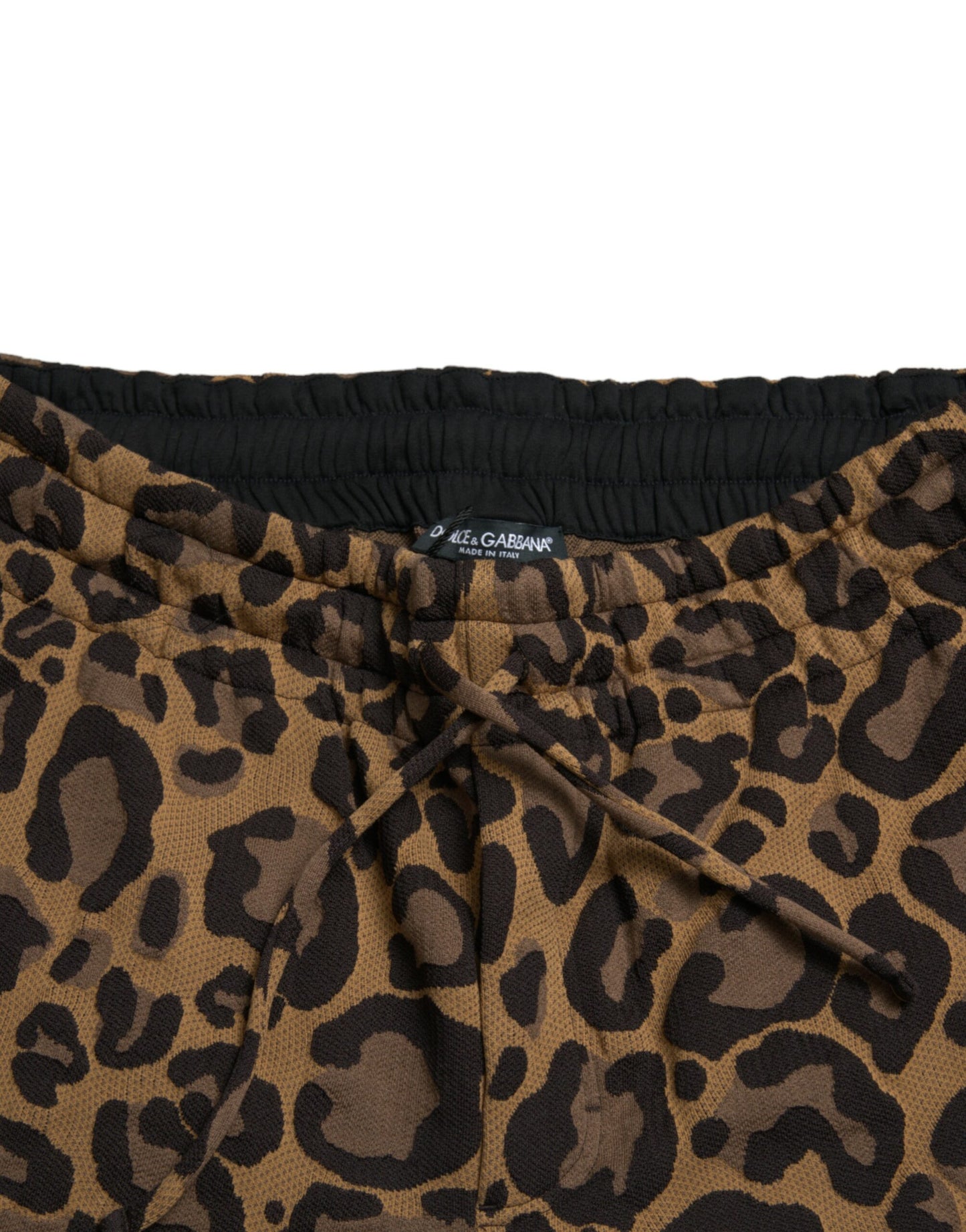 Dolce & Gabbana – Braune Jogginghose aus Jacquard mit Leopardenmuster
