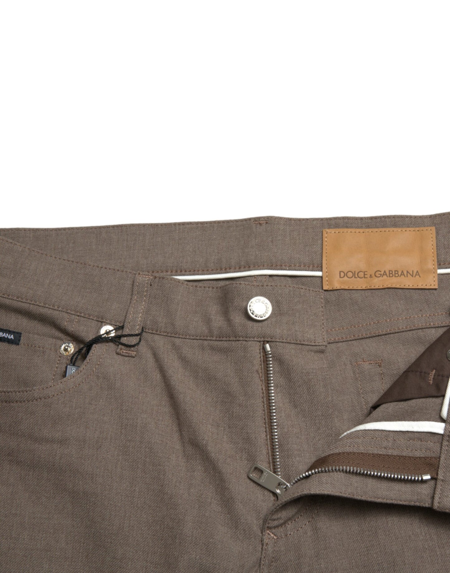 Dolce & Gabbana – Enge Hose aus Baumwollstretch in Braun für Herren