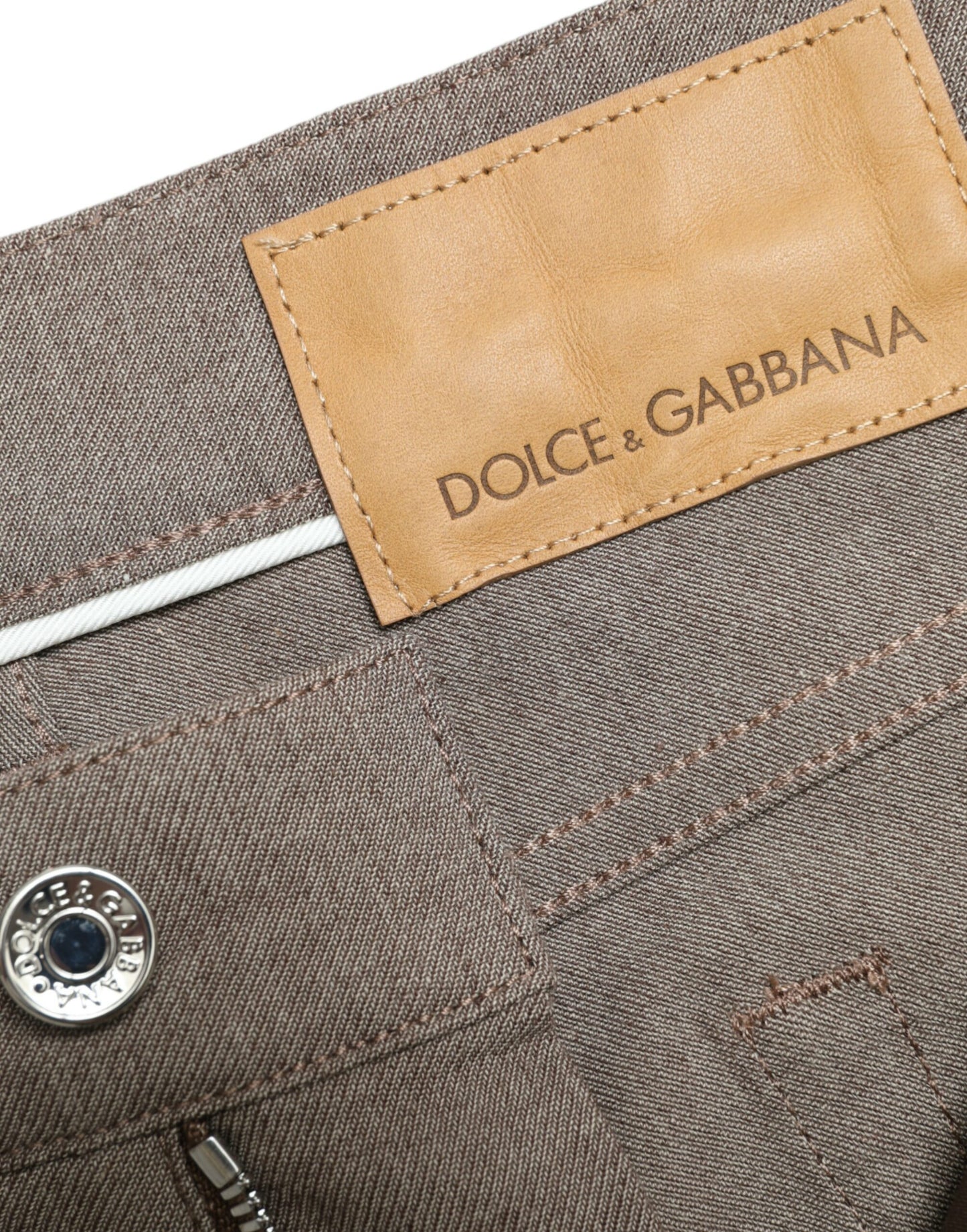 Dolce & Gabbana – Enge Hose aus Baumwollstretch in Braun für Herren