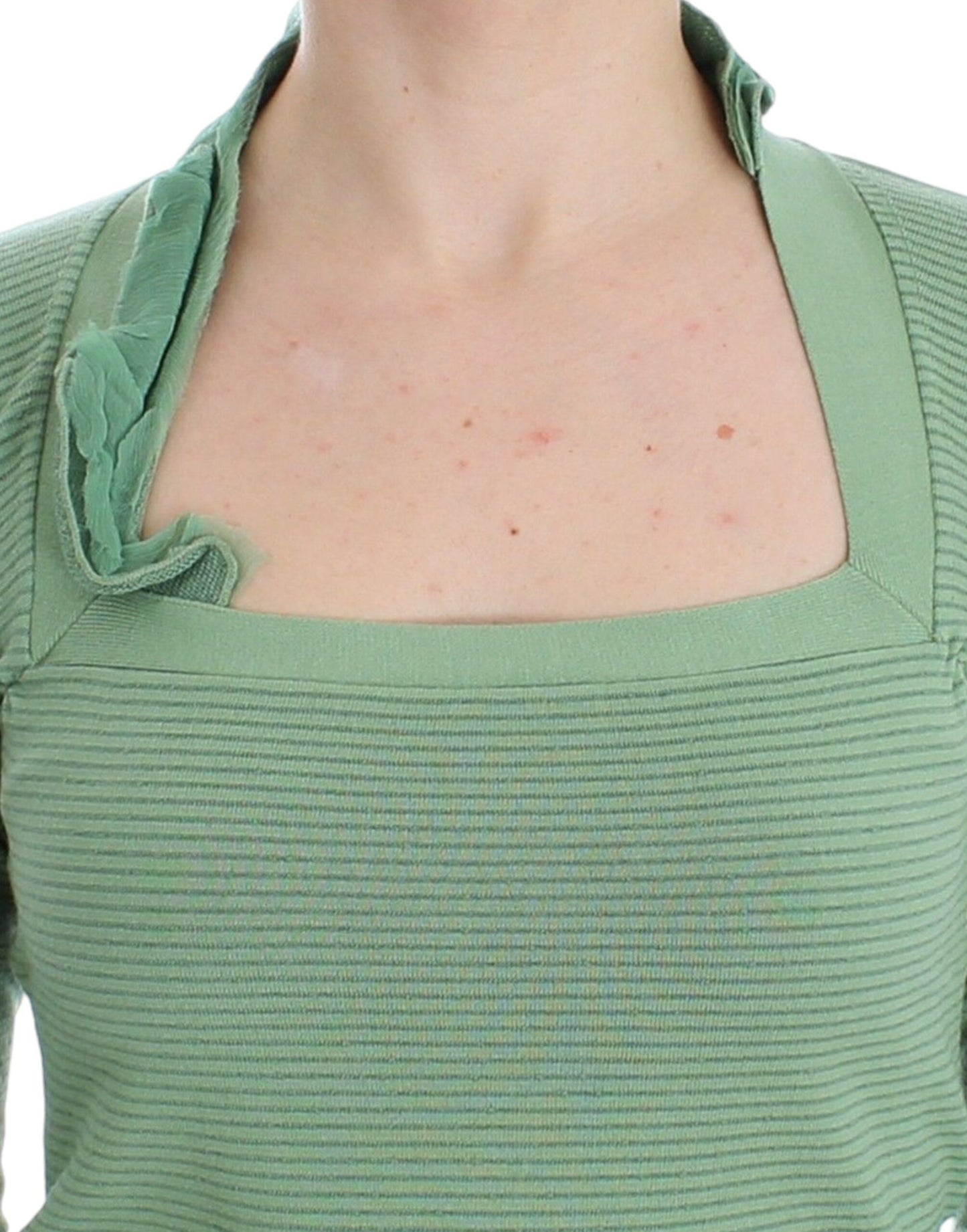 Ermanno Scervino – Grüner, gestreifter Langarmpullover aus Wollmischung