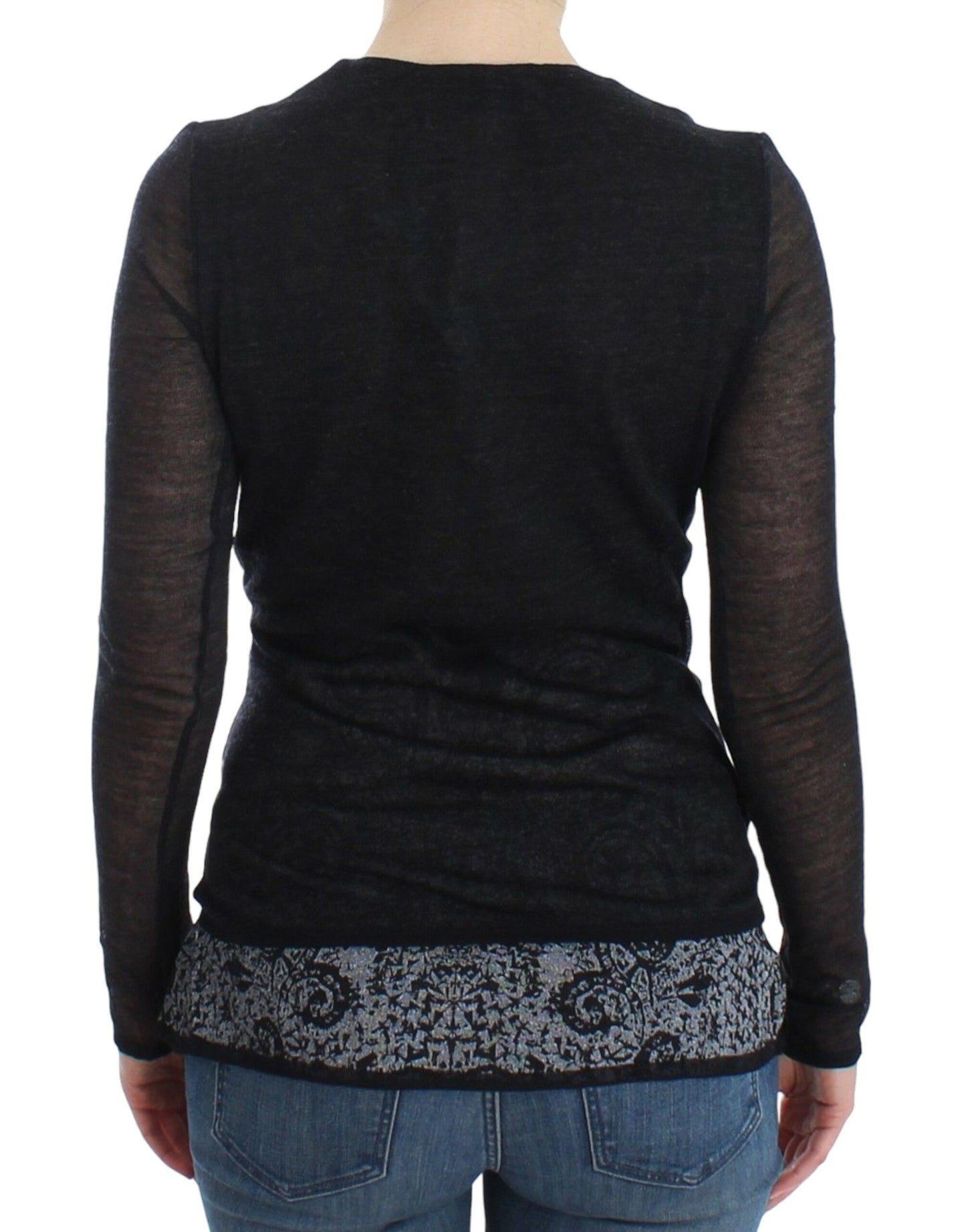 Ermanno Scervino – Langärmliger Stretch-Pullover aus schwarzer Wollmischung