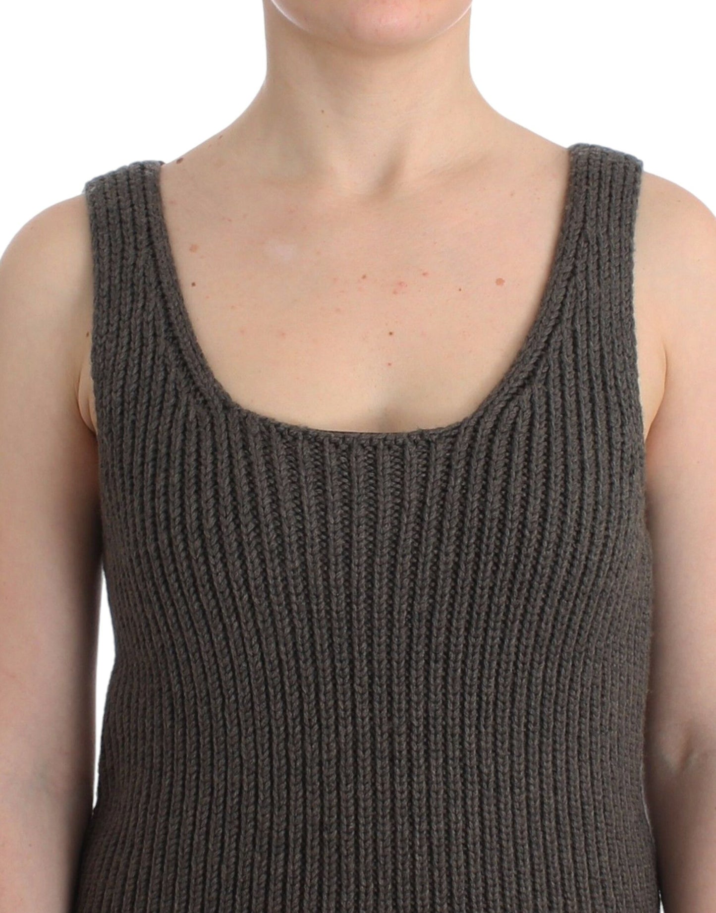 Ermanno Scervino Graues Stricktop Strickpullover Merinowolle