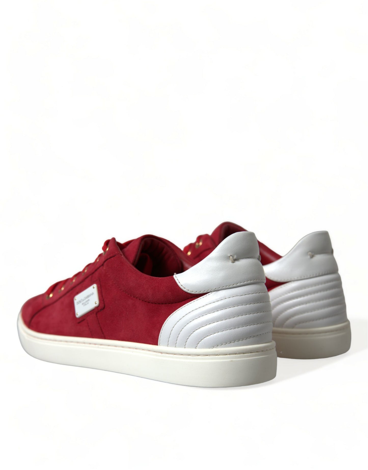 Dolce & Gabbana Rote Wildleder Leder Männer Low Top Sneakers Schuhe