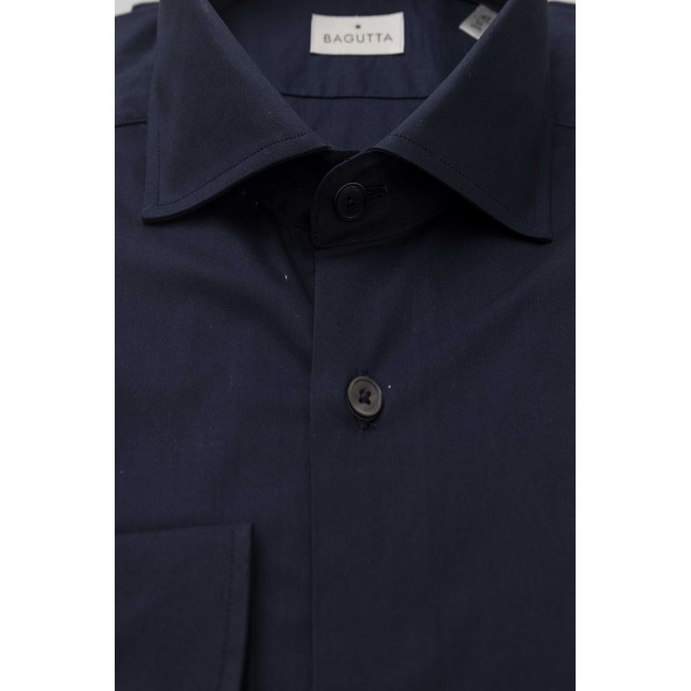Bagutta Blaues Slim Fit Herrenhemd aus Baumwolle