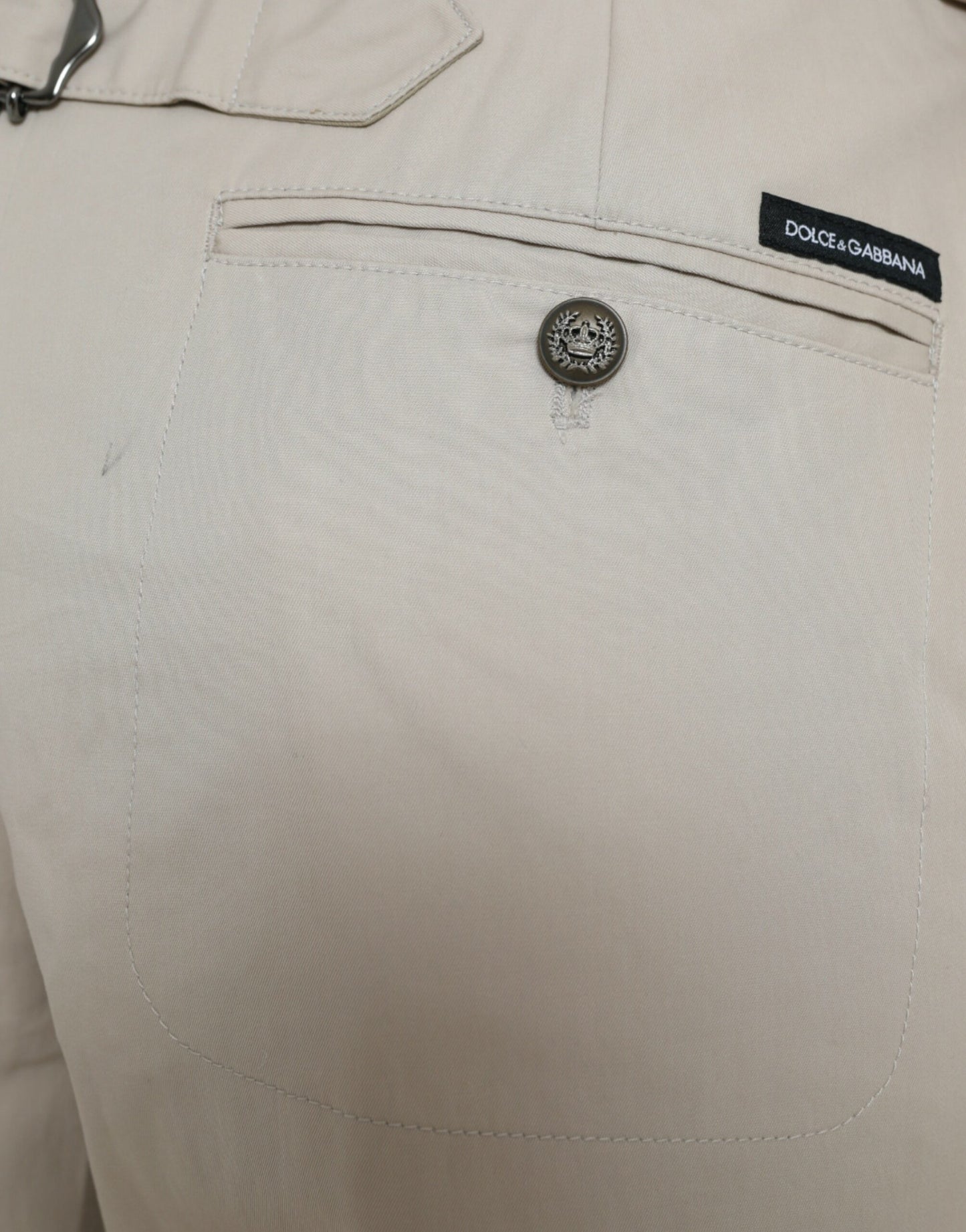 Dolce & Gabbana Beigefarbene, hoch taillierte Karottenhose aus Baumwolle