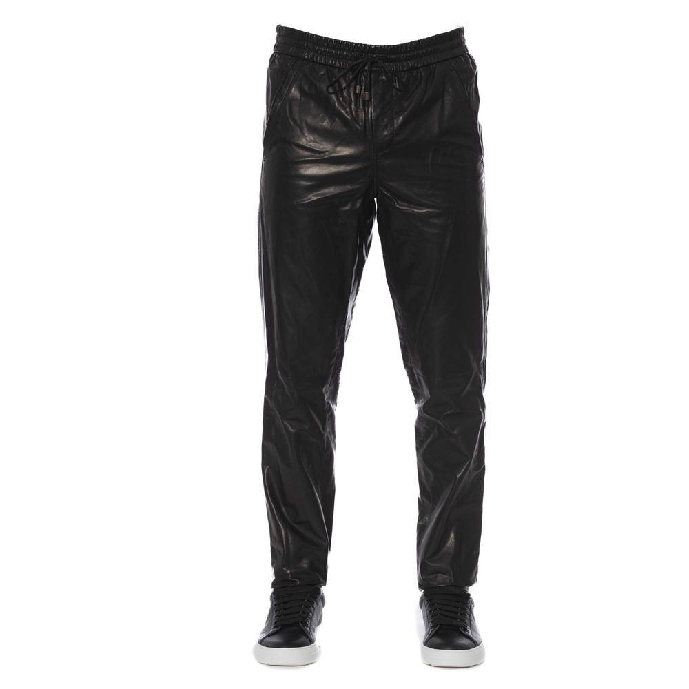 Trussardi „Schwarze Herrenhose aus Lammleder“