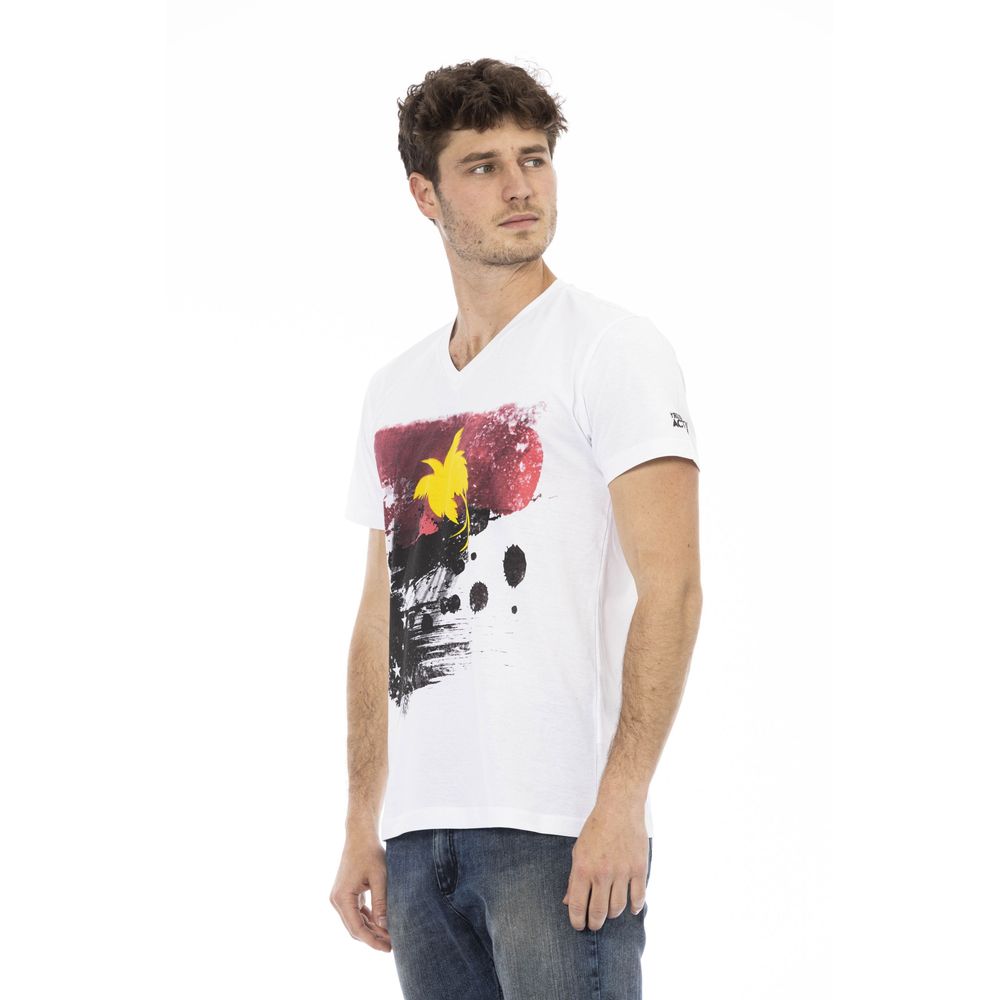 Trussardi Action Herren-T-Shirt aus weißer Baumwolle mit V-Ausschnitt