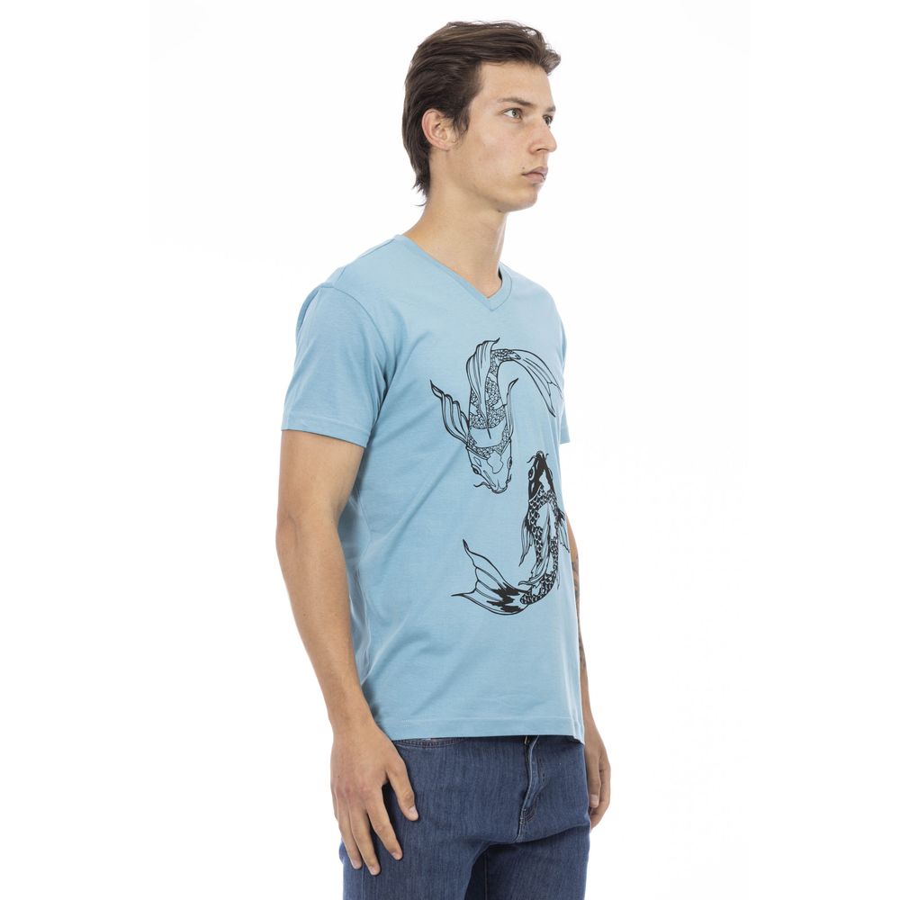 Trussardi Action Hellblaues Herren-T-Shirt aus Baumwolle