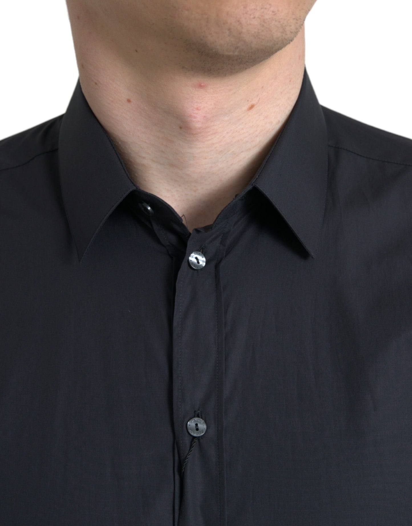 Dolce & Gabbana – Marineblaues formelles Hemd aus Baumwolle mit Kragen