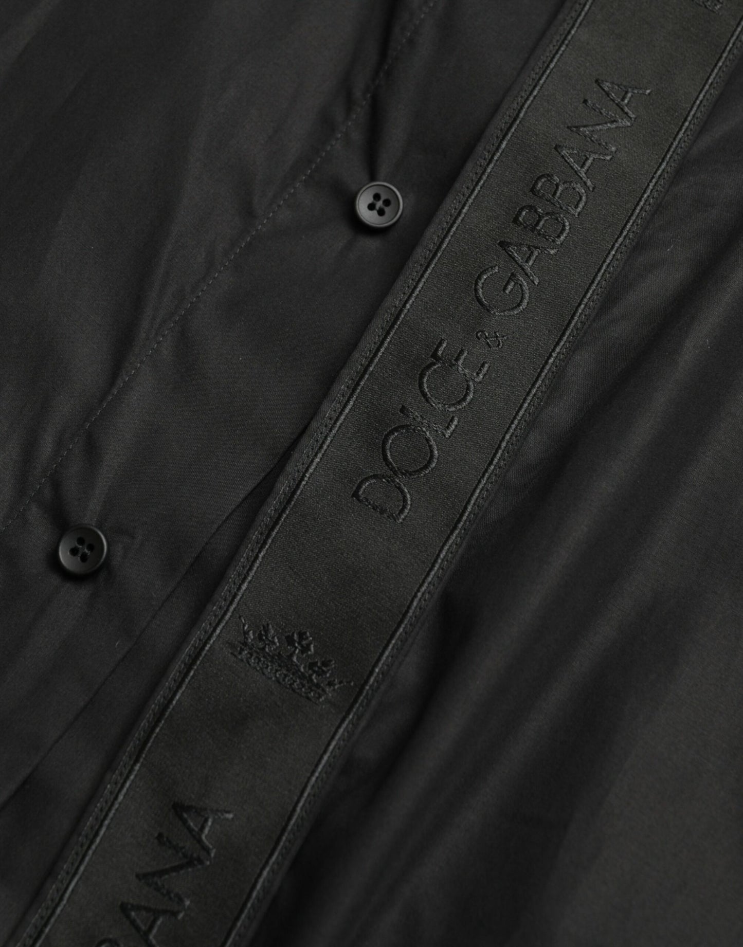Dolce & Gabbana – Schwarzes, formelles GOLD-Hemd aus Baumwolle mit Logo