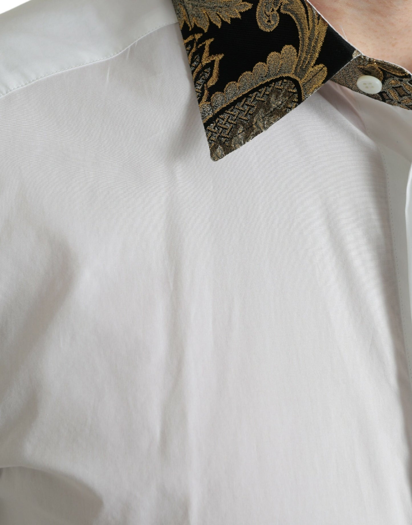 Dolce & Gabbana Weißes formelles GOLD-Hemd aus Baumwolljacquard