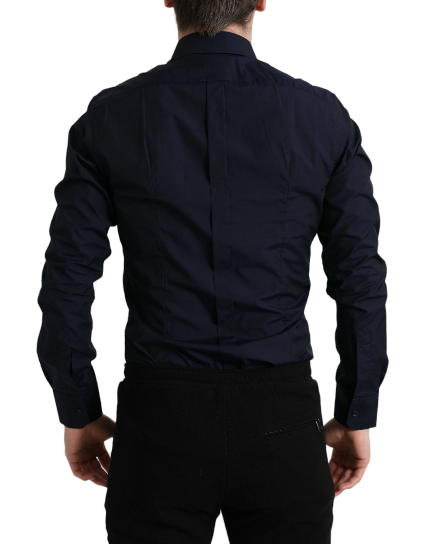 Dolce & Gabbana – Marineblaues, formelles GOLD-Hemd in Slim Fit