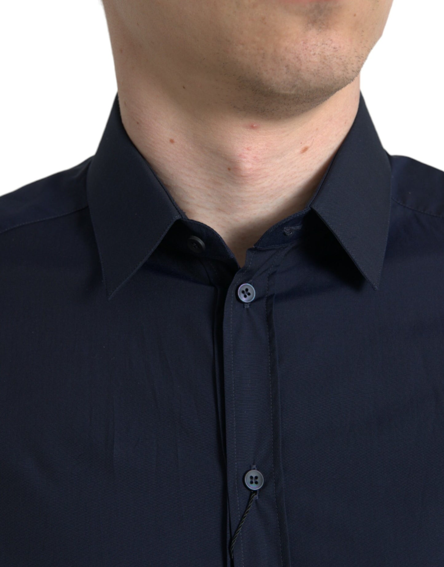 Dolce & Gabbana – Marineblaues, formelles GOLD-Hemd in Slim Fit