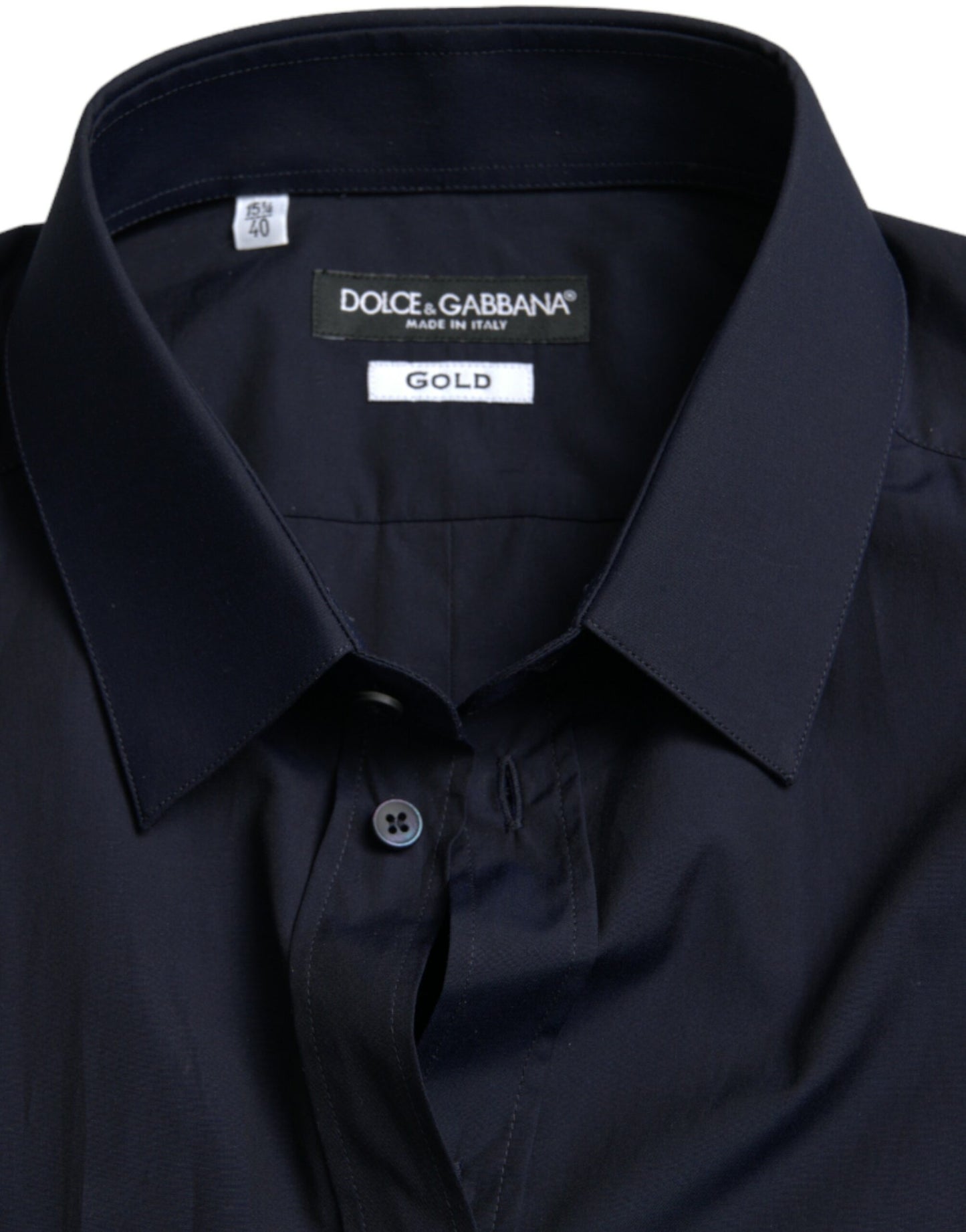 Dolce & Gabbana – Marineblaues, formelles GOLD-Hemd in Slim Fit