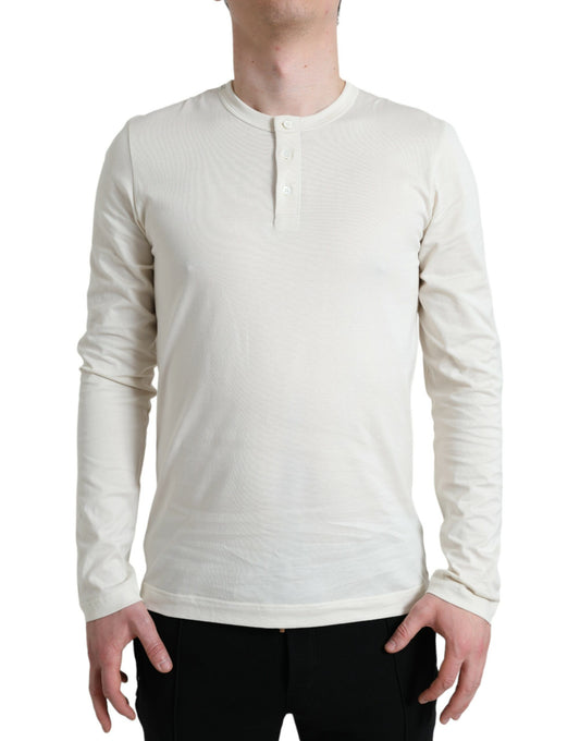 Dolce & Gabbana – Henley-Pullover aus Baumwolle in Off-White