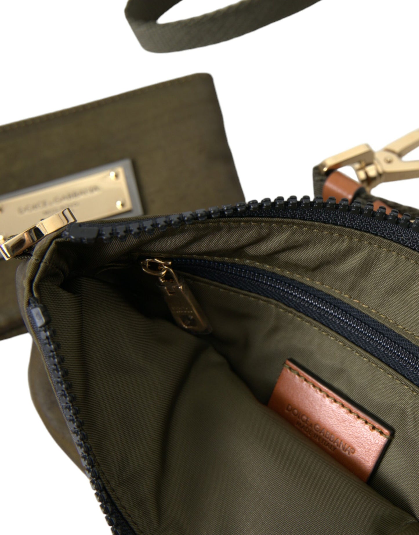 Dolce & Gabbana Dunkelgrünes Nylon-Logo-Multifunktionsset, 2-teiliges Taschenset