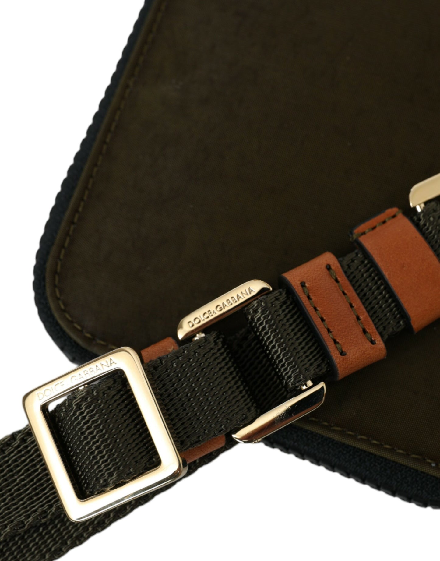 Dolce & Gabbana Dunkelgrünes Nylon-Logo-Multifunktionsset, 2-teiliges Taschenset