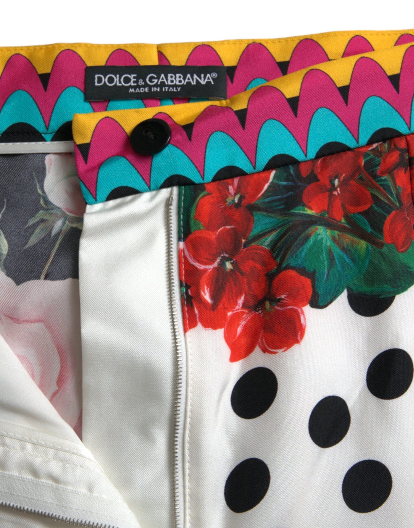 Dolce & Gabbana – Hotpants-Shorts mit mehrfarbigem Blumenmuster und Tupfenmuster