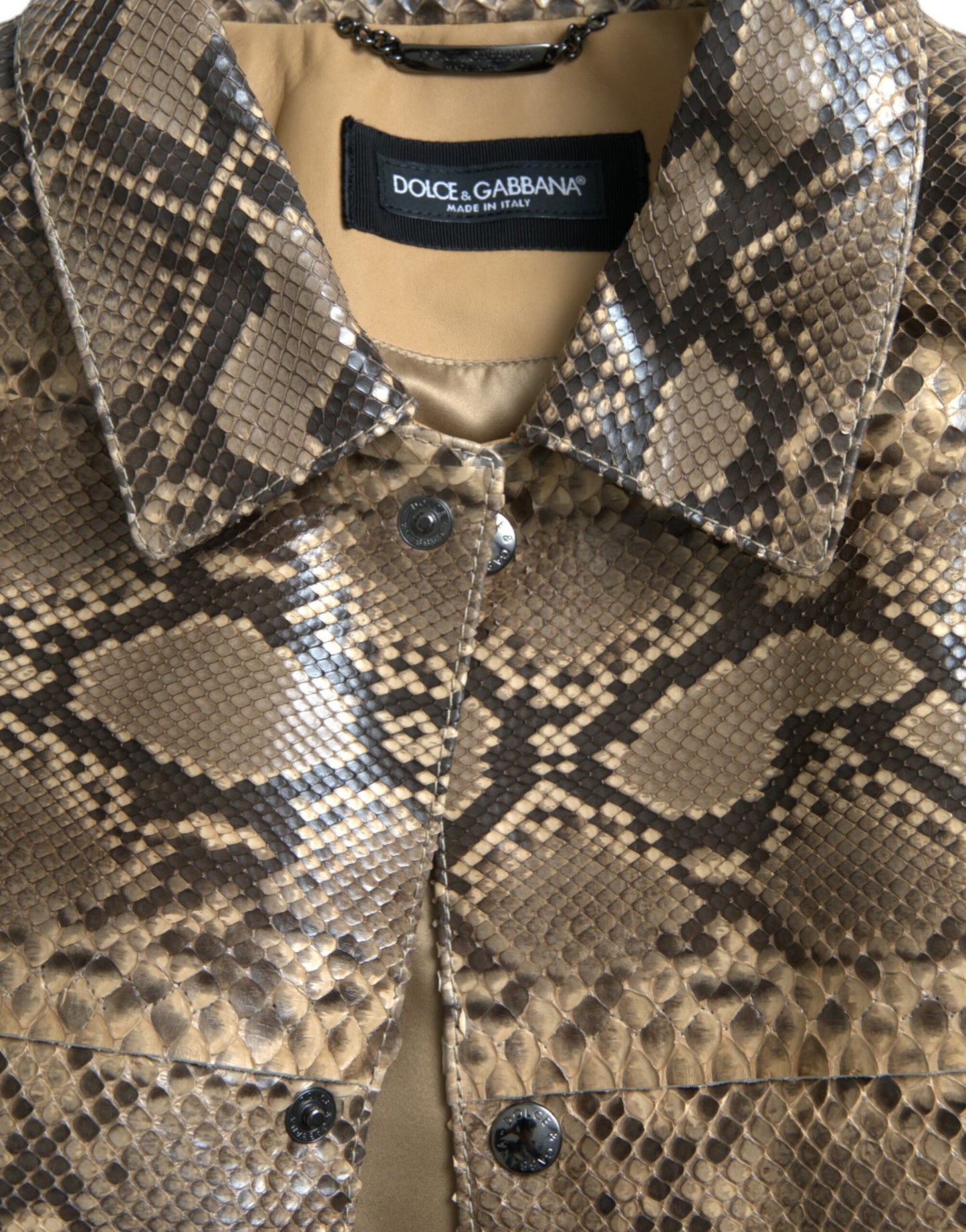 Dolce & Gabbana Beige Biker-Blousonjacke aus exotischem Leder
